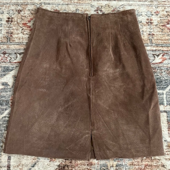 Vintage Via Max Brown Leather Mini Skirt - Picture 2 of 5